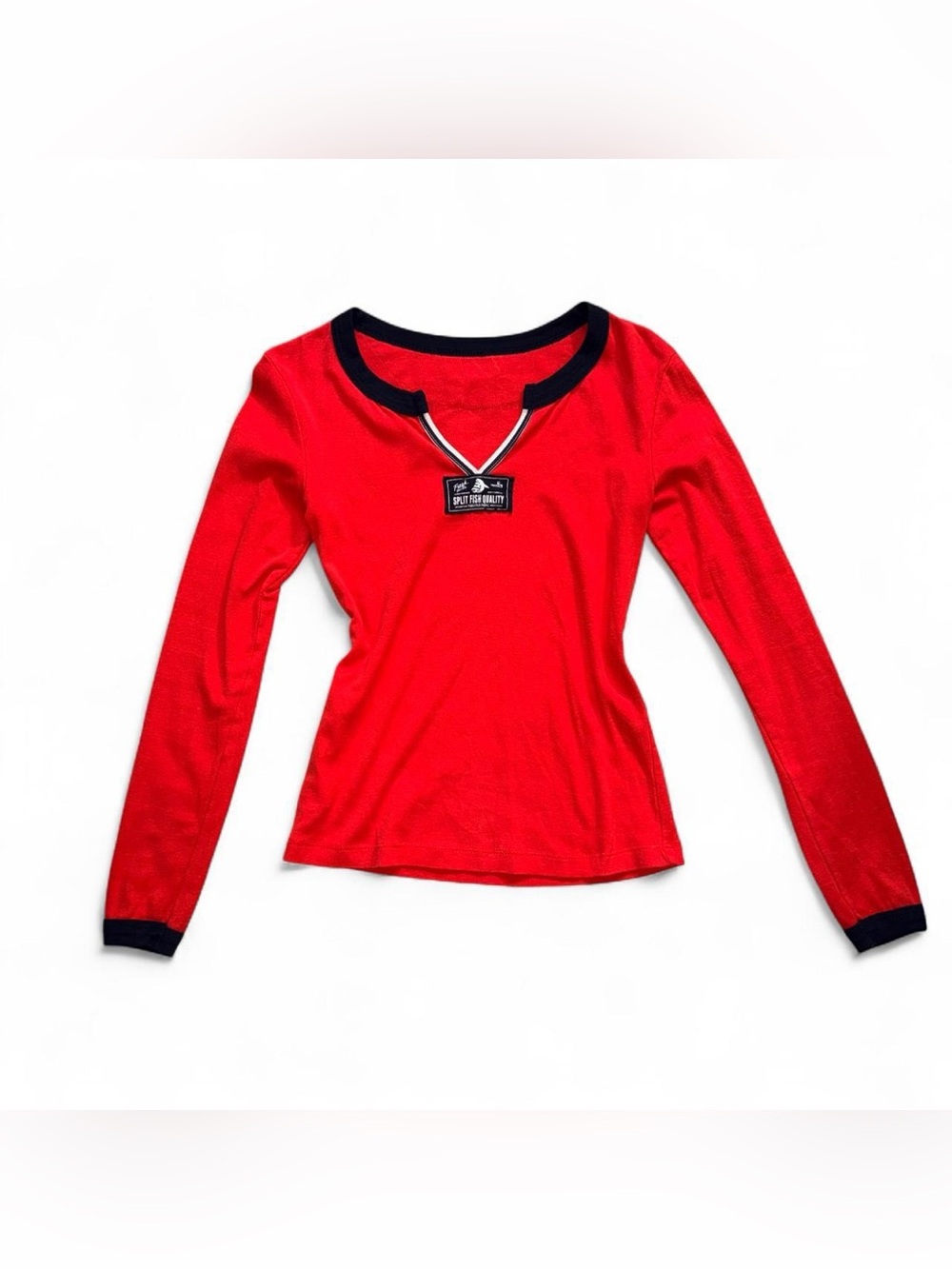 Croatian Euro Y2K Red Longsleeve Nautical Top - Small/Medium